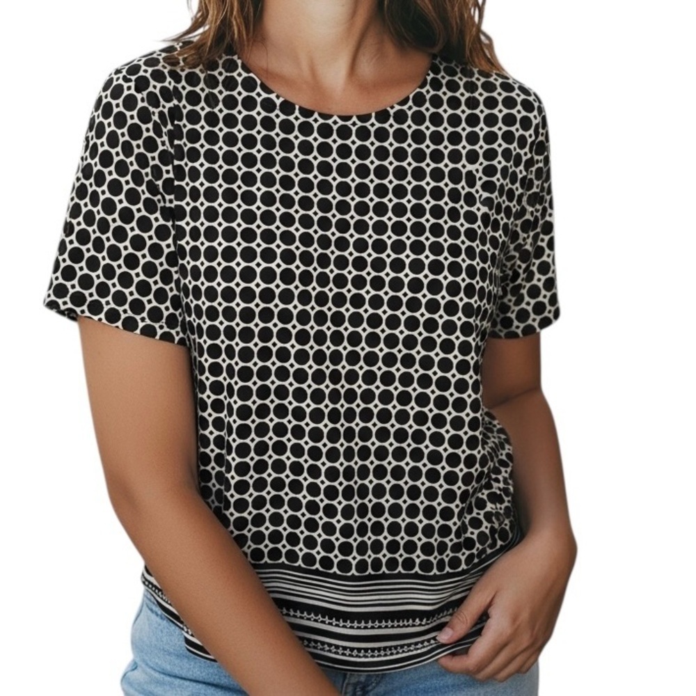 Chico's Woman’s Black and White Geometric Blouse
